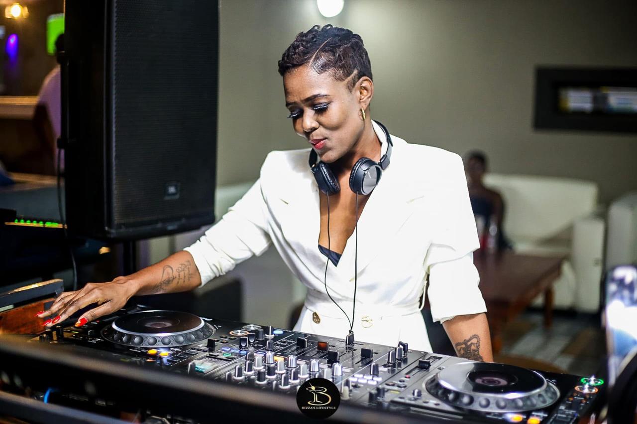 Peaches performing at the DJ booth